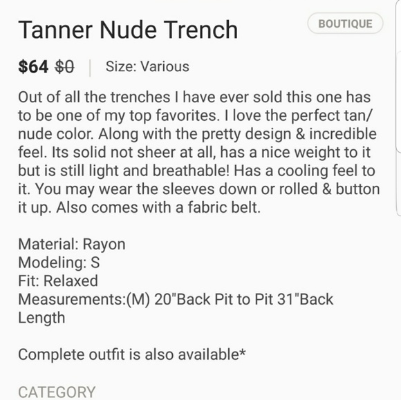 Tanner Nude Trench - Picture 5 of 5